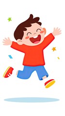 Cute Cartoon Illustration of a Happy Boy Jumping and Cheering, Perfect for Festive Celebrations

