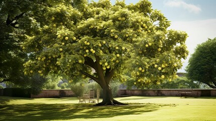 Fototapeta premium A photo of a lime tree in a garden