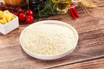 Dry Arborio rice for risotto