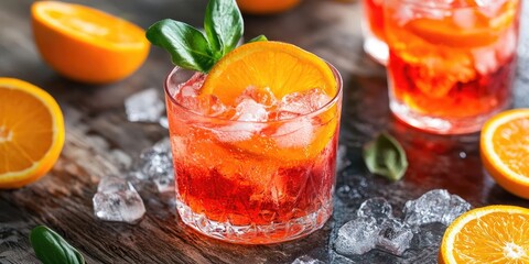 Soft Coral Negroni Cocktail featuring a delightful twist of orange. Enjoy the refreshing blend of flavors with this vibrant, visually appealing drink.