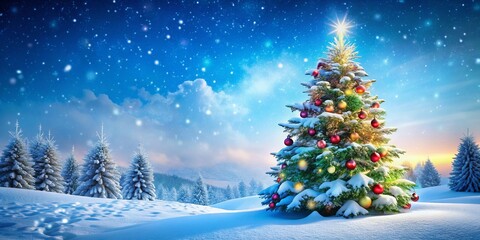 Snowy Christmas Trees Winter Landscape Scenic Image