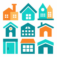 set of houses icons