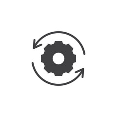 Gear two arrows circling vector icon