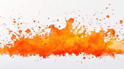 Vibrant orange watercolor abstract art splash on a white canvas, evoking energy and creativity.