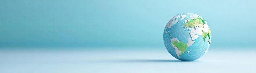 Fototapeta premium Globe on a blue background, representing the planet Earth and global awareness.