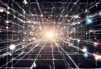 Obraz premium neural artificial design 3d intelligence rendering grid cyber technology space background motion network connection futuristic virtual abstract business data big networks