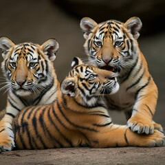 Obraz premium Friendship and love photos that don't require animal species (Tiger cubs)
