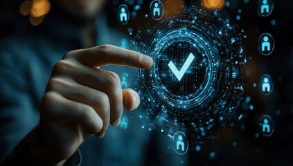 Hand Interacting with a Digital Checkmark Interface