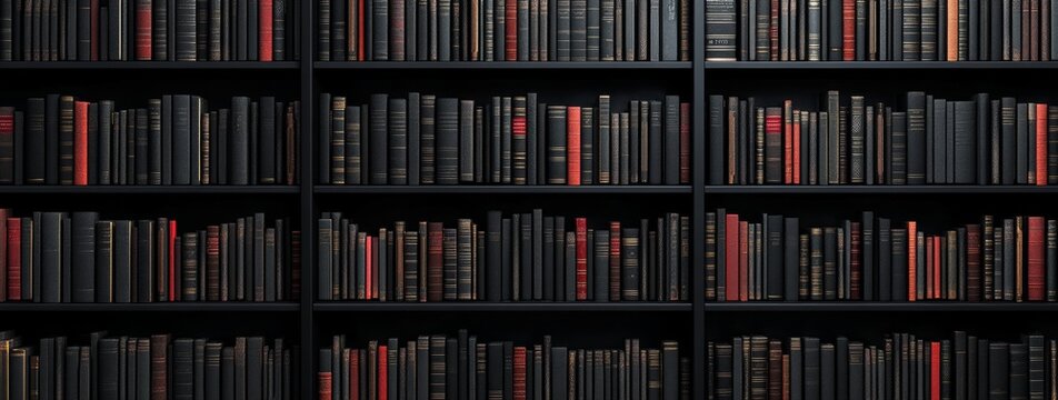 A black and gold bookcase with many books on it