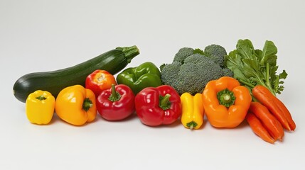 Vibrant and fresh vegetables in a colorful arrangement, perfect for creating a healthy meal. The array of fresh vegetables provides a visually appealing display with ample copy space.