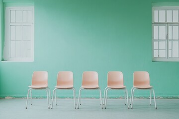 Obraz premium 2408_069.Empty classroom. no school .only online learning concept