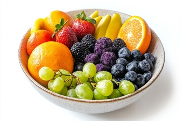 A beautifully arranged bowl of fresh fruits. The vibrant colors and variety make it a perfect healthy choice. Enjoy a blend of flavors and colors. Generative AI