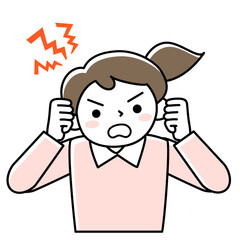 腹を立てる若い女性の上半身