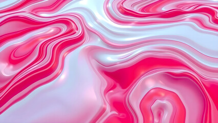 Obraz premium Fluid pink and white abstract wave pattern with a glossy, smooth finish.