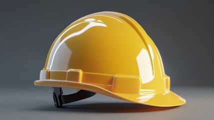 Fototapeta premium Yellow Construction Helmet on Concrete Surface Highlighting Safety, Industrial Equipment, and Professional Work Environments in a Minimalist Style
