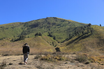 Teletubbies Hill Bromo Tengger Semeru National Park. Mount Bromo volcano.