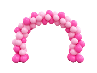 Pink balloon arch isolated on transparent or white background, png