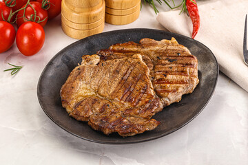 Grilled pork neck sirloin steak