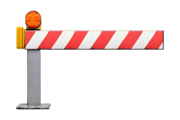 Road barrier with light isolated on transparent or white background, png