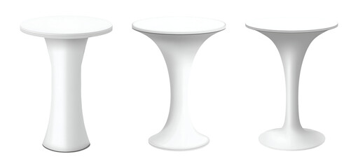 Collection set of white pedestal tables isolated on transparent or white background, png