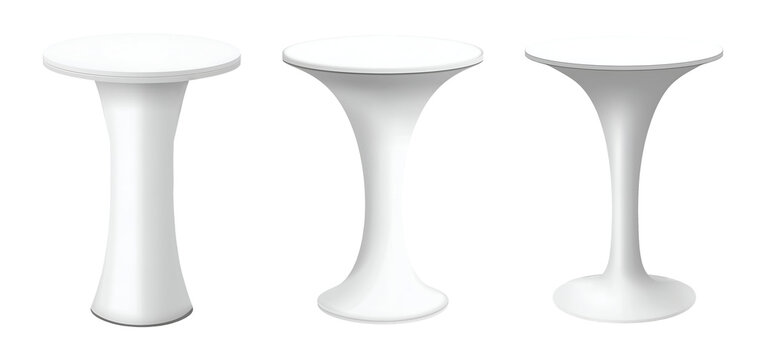Collection set of white pedestal tables isolated on transparent or white background, png