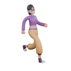3D Animated Dance Star Performer. A female dancer runs to the left while her head tilts to the right. Performer Design