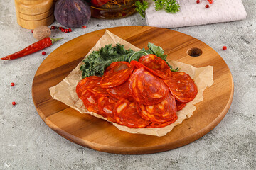 Italian salami sausage Pepperoni slices