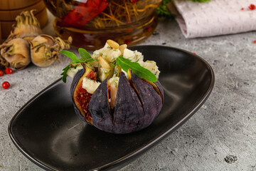 Fig with blue cheese and cedar