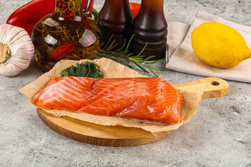 Piece of cut salmon fillet