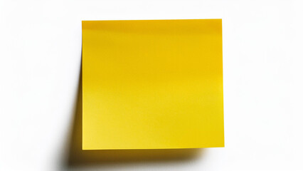 Blank yellow sticky paper note isolated on a white bakcground. PNG transparent.