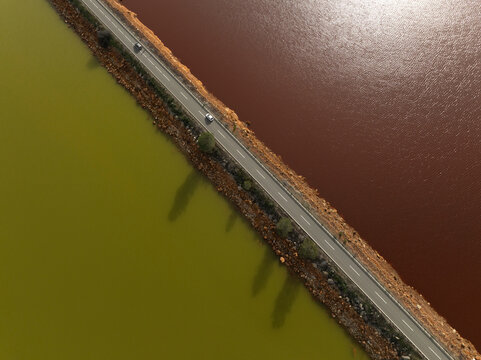 color and textures of Rio Tinto from aerial view