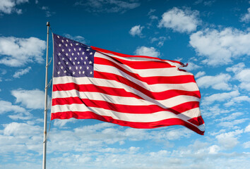 American flag blowing in the wind