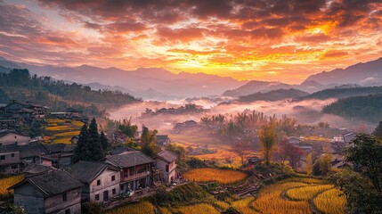 Rural scenery in Taohuajiang Bamboo Sea Scenic Area. One of the most beautiful images in the world,...