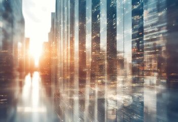 Fototapeta premium concept blurry virtual financial diagram accounting abstract background buildings exposure banking multi