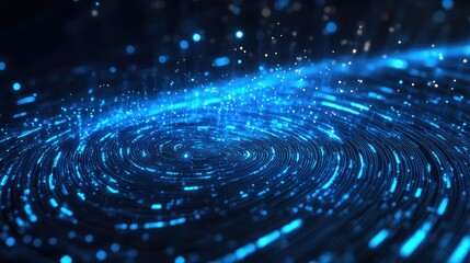 Blue Swirling Light Pattern in Digital Space