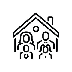 Black line icon for family house