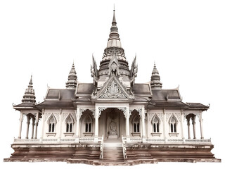 Fototapeta premium Thai style temple isolated on white background