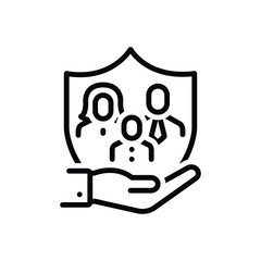 Black line icon for safety