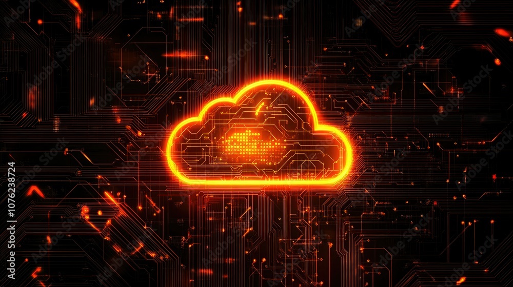 Poster concept of cloud computing with digital circuits