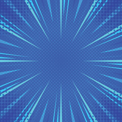 Abstract blue radial stripes rays pop art retro background