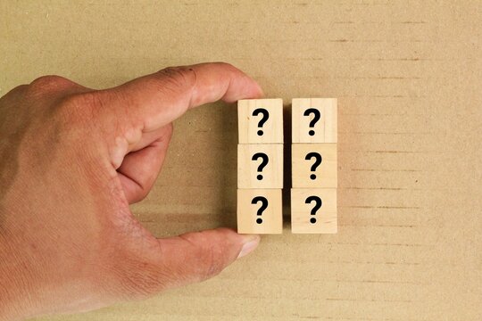 six sets of question marks. the concept of the question or wanting to know. the concept of Q and A or himan resources