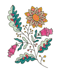 Detailed Floral Branch Illustration vector