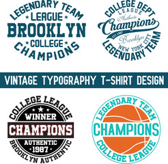 New York college vector label and print design for t-shirt Basketball graphic College Brooklyn typography Vector