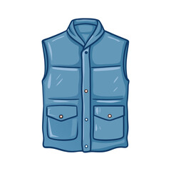Naklejka premium Vector Cartoon Down Vest Blue Waistcoat Illustration