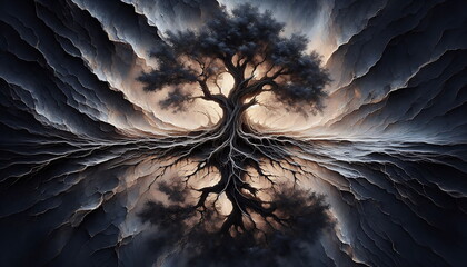 Background, Magical Big Tree, Landscape, Bright and Tranquil Nature, for Home Decor, YouTube Thumbnail, Design, Music Cover Art, 4K Wallpaper