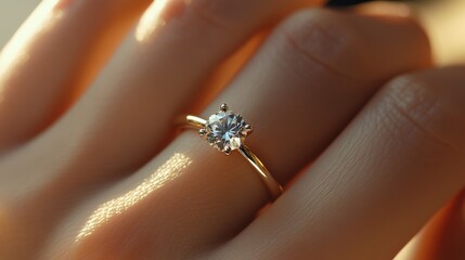A close-up of a sparkling engagement ring on a hand, symbolizing love and commitment.