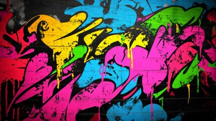 a colorful grunge art wall illustration, blending vibrant colors and textures, ideal for creative projects that seek to convey energy and artistic flair