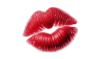 Red lipstick mark kiss isolated on transparent white background, png Lipstick kiss mark