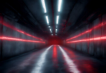electric cement glowing neon garage underground sci asphalt dark corridor concrete red illustration lasers tunnel realistic hallway future hangar