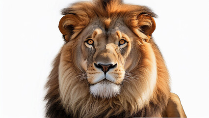 Fototapeta premium A close up of a lion on a white background. PNG transparent.